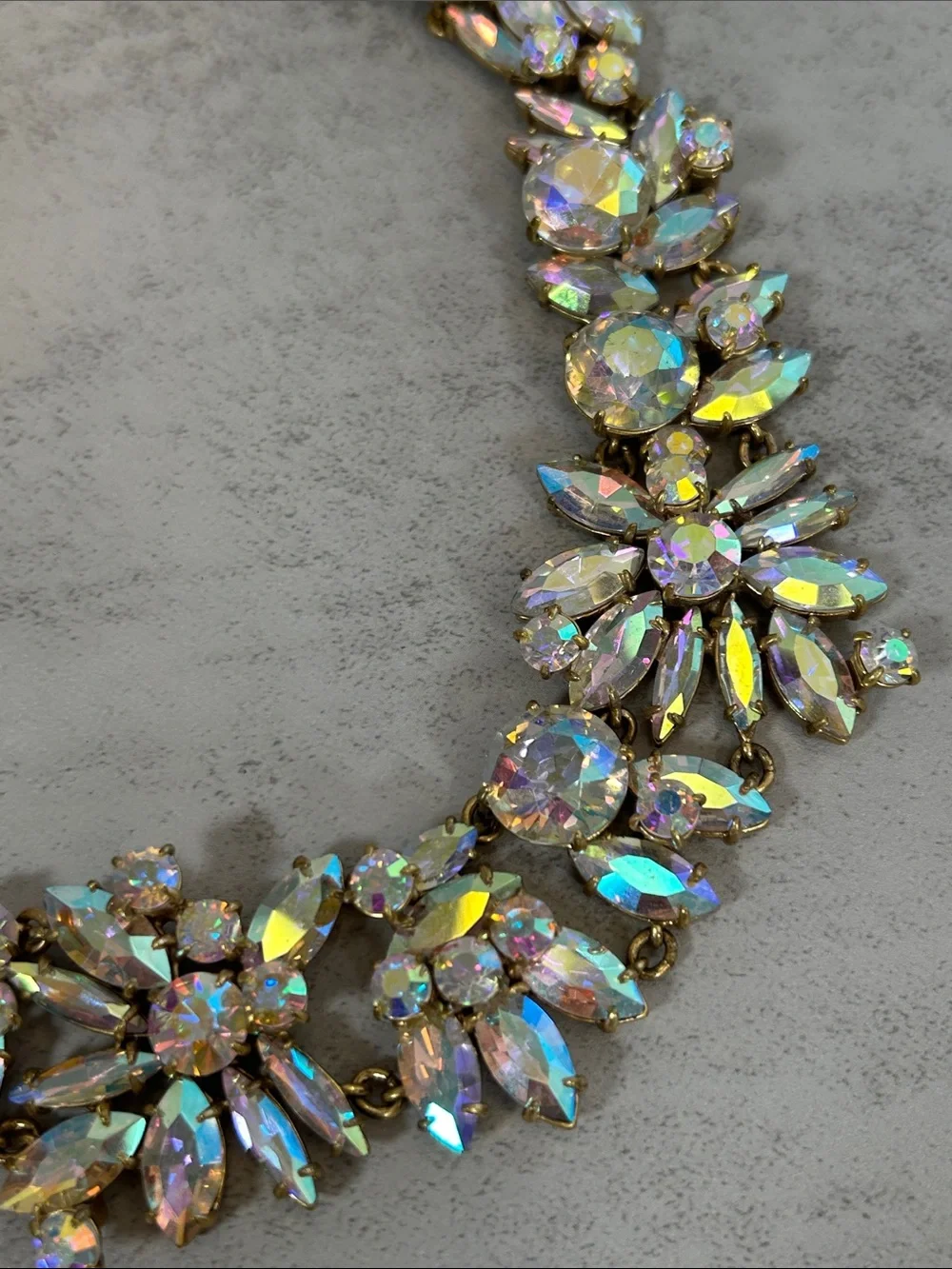 J. Crew Iridescent Crystal Collar Necklace - Gold Tone